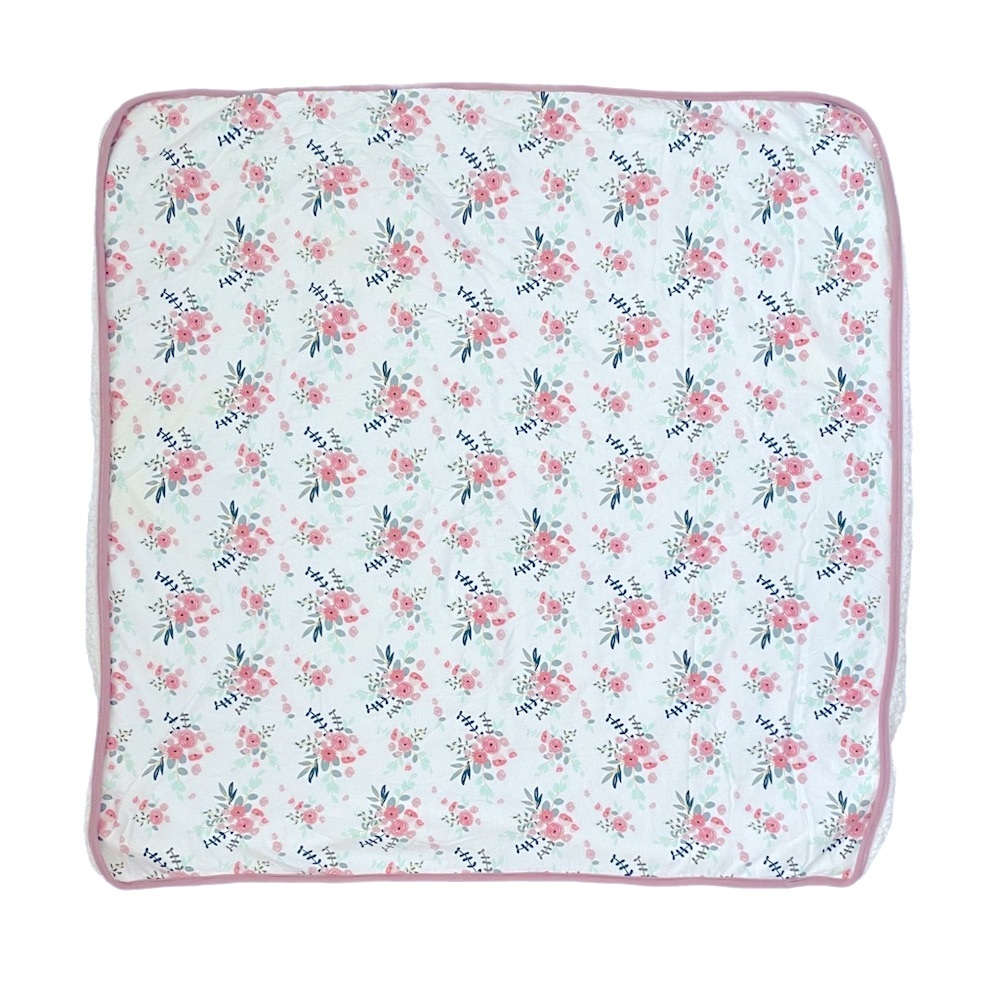 Modern Baby Floral Blanket with Pink Trim - Picture 2 of 4
